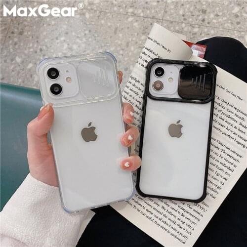 Slide Camera Lens Protection Clear Case For iPhone 11 Pro Max 12 Mini XS X XR 8 7 Plus SE 2 Shockproof Bumper Transparent Cover