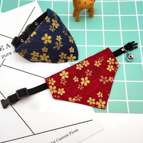 Japanese Adjustable Small Dog Collars Puppy Cute Pet Slobber Towel Outdoor Cat Collar Print Scarf Design Dog Collar Neckerchief