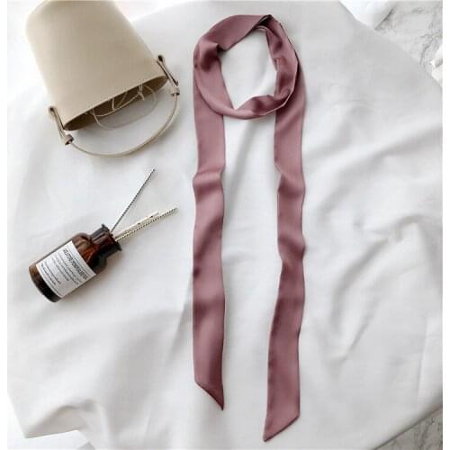 INS 200X6cm 2019 New Girl Chic Scarf Luxury Brand Solid Color Silk Women Head Headwear Handle Bag Ribbon Strap Waistband Belt