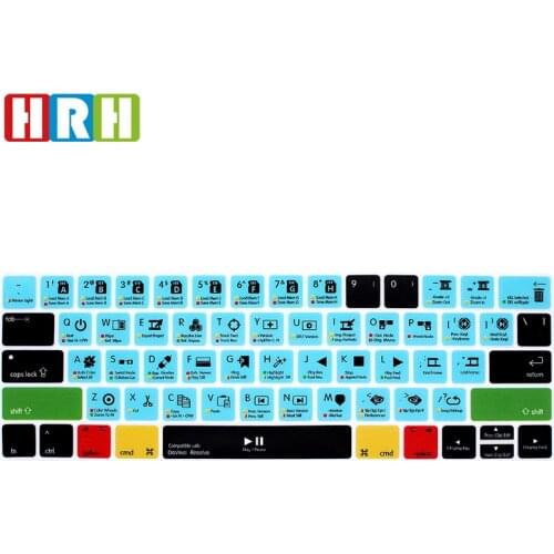 HRH DaVinci Resolve Hotkey Function Shortcut Silicone Keyboard Cover for Macbook Pro 13"15"Touch Bar A1706/A1707/A1989/A2159
