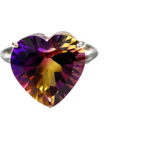 Uloveido Simple Heart-shaped Gemstone Natural Amethyst Lady Ring, 925 Sterling Silver Birthstone Ring Wedding Gift 20% FJ320