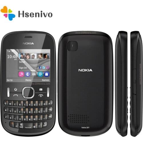 100% Original Nokia Asha 201 Unlocked Phone 2.4" 2.0MP Bluetooth GSM/WCDMA 2G Phone Free shipping