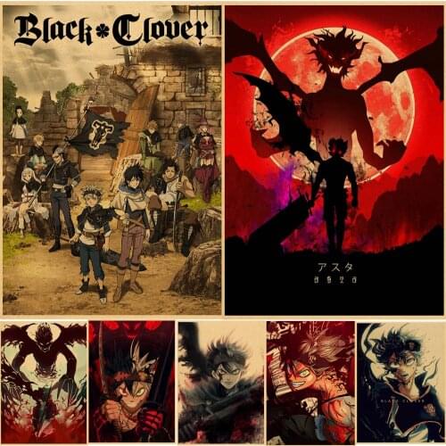 Japanese Anime Black Clover Poster Vintage Cartoon Kraft Paper High Quality Home Room Art Print Wall Sticker Decoration Painting