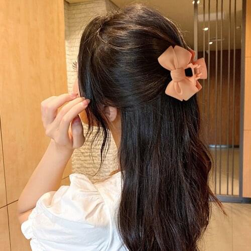 Morandi Personality Frosted Hair Claw Clip Candy Color Bowknot Girls Hairpin Korea New Ins Cute Sweet Hair Accessories for Women