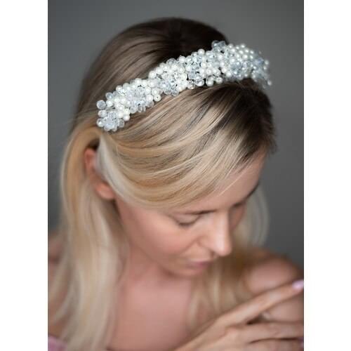 Pearl-Crystal Cz Cubic Zirconia Bridal Engagement Puerperal Crown