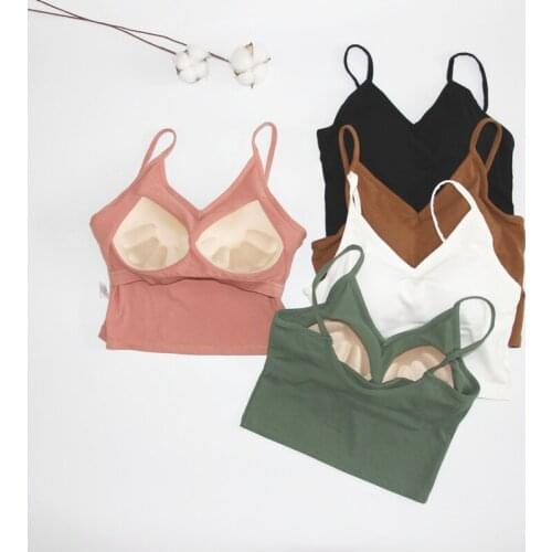 Womens cotton navel exposed five-finger massage breast pad sling, beautiful back, free bra, underwear, outer wear, inner cup, o