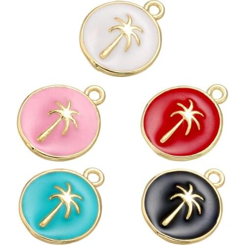 ZHUKOU 13x16mm brass coconut tree pendant for women handmade necklace earrings jewelry Accessories making findings model: VD631