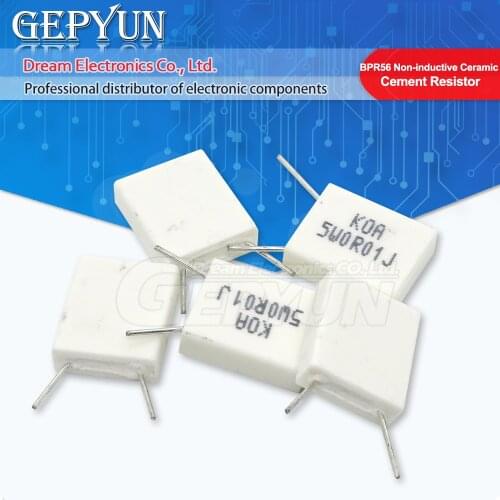 10pcs BPR56 5W Non-inductive Ceramic Cement Resistor 0.01 0.02 0.05 0.15 0.25 0.47ohm 0.1R 0.22R 0.33R 0.2R 0.5R