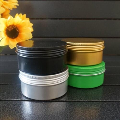 200g 200ml Portable Gold Green Empty Round Aluminum Box Metal Tin Cans Cream Refillable DIY Jar Tea Aluminum Pot Black Container