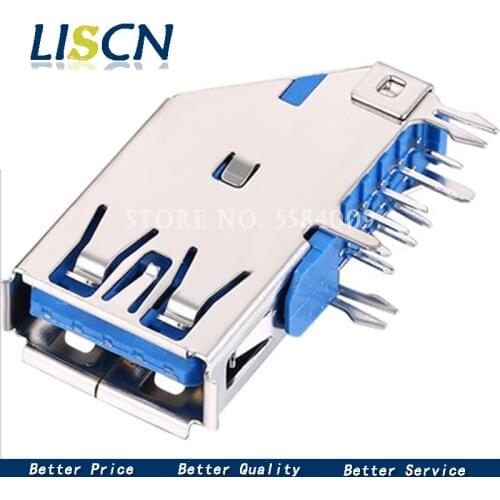 5PCS USB 3.0 FEMALE CONNECTOR SOCKETS 9pin BLUE high-speed transmission Side plug Vertical