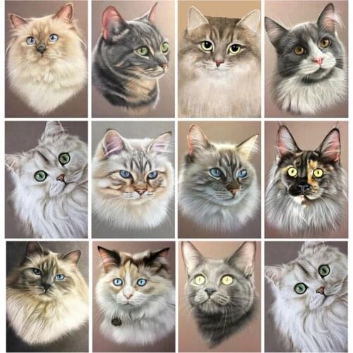 5D DIY Rhinestone Picture Diamond Embroidery Full Rhinestone Diamond Painting Animal Cat Mosaic For Sale Home Decoration Gift