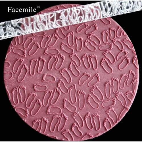 Foot Textured Embossed Acrylic Rolling Pins Fondant Cake Decorating Tools 51028 Gift