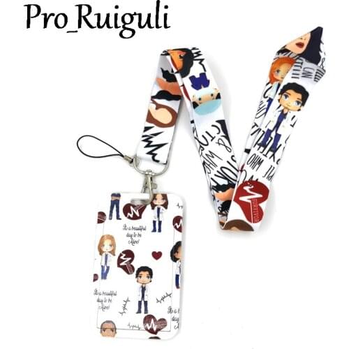 Greys Anatomy Lanyard Credit Card ID Holder Bag Student Women Travel Card Cover Badge Car Keychain Decorations