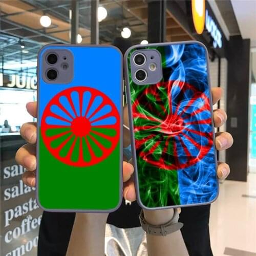 Gypsy Romani Roma Flag Phone Case Dark Blue Transparent Matte For IPhone 7 8 11 12 S Mini Pro X XS XR MAX Plus Cover Shell