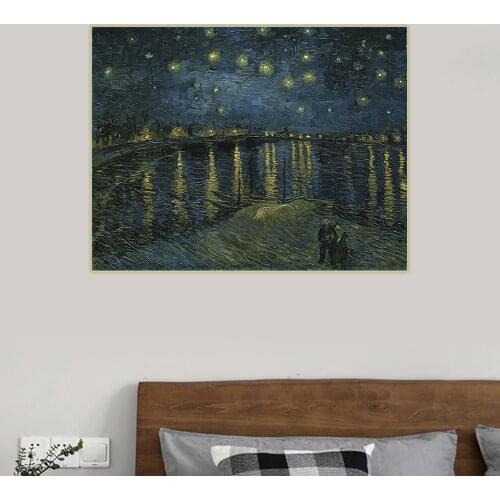 Citon Van Gogh《Starry Night 1888》Canvas Art Oil Painting Famous Artwork Poster Picture Wall Decor Home Living room Decoration