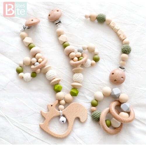 Bite Bites 3pc/set Silicone Baby Teether Animal Deer Cart Bracelet Teething Chain Food Grade Children Goods Silicone Teether