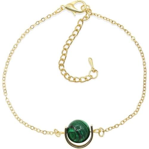 Purple Green Grey Ball Pendant Golden Thin Chain Bracelets for Women