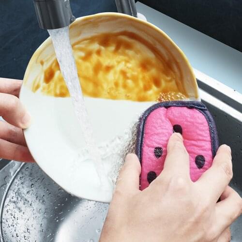 Dishwashing Sponge Household Scrubbing Dish Cloth Double-Sided Cleaning Cotton Scouring Pad Cleaning Wipe TS2