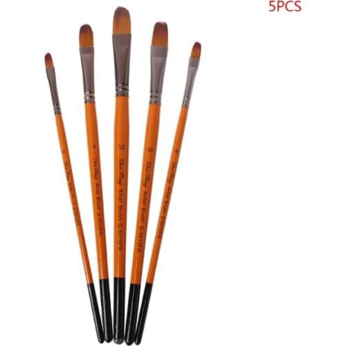 5pcs/set Filbert Paint Brushes Fine Nylon Hair Watercolor Gouache Paintbrushes for Art Acrylic Oil Painting DIY Tools