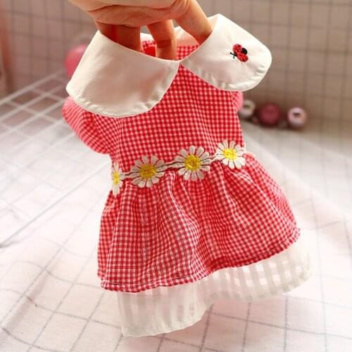 Red Plaid Dog Clothes Puppy Cat Dress Summer For Small Dogs Chihuahua Poodle Ladybug Dog Clothing Pet Skirt Princess Dresses XL