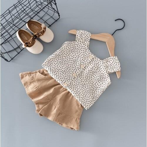 Summer baby girl clothes kids outfit sets polka dot shirt top + shorts suit for 1 year baby birthday girl children clothing sets