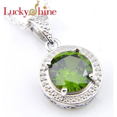 Luckyshine New 8 Color Women Jewelry Vintage Oval Peridot Multi-color Pendants For Necklaces 14*10mm With Chain