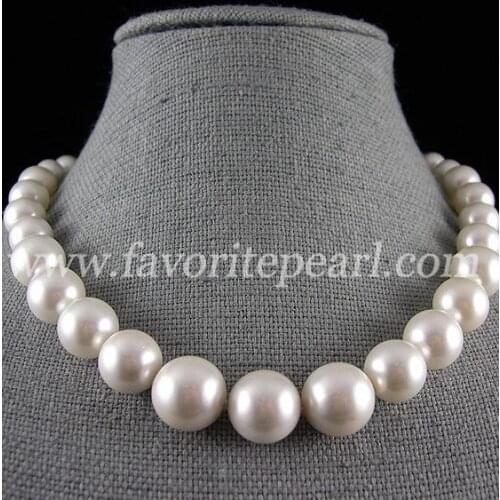 Favorite Pearl Necklace Graduated AAA 8-16MM 18 inches White Color Mother Of Pearl Necklace Handmade Women Party Wedding Jewelry