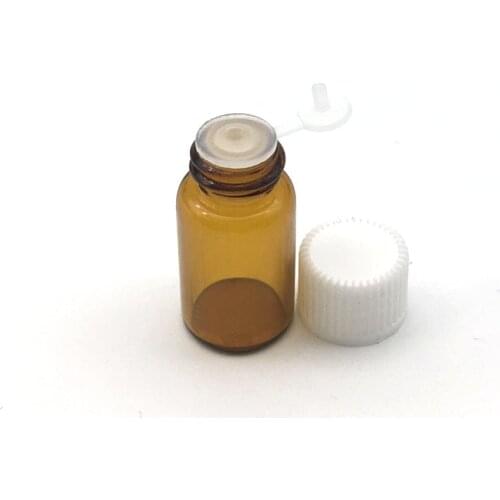 20pcs 3ml Essential Oil Amber Glass Mini Bottle with Orifice Reducer Siamese Plug Perfume Sample Vial