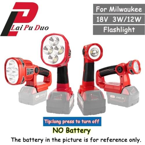 Pistol/Portable 3W/12W 18V LED Lamp Flashlight(NO Battery,NO Charger)Li-Ion Battery USB Outdoor Work Light For Milwaukee
