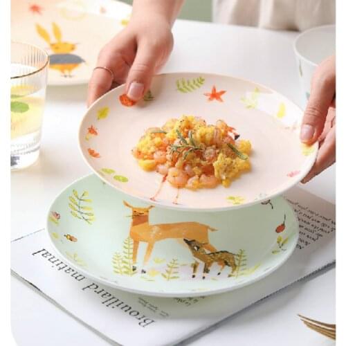 Western Food Dishes Ceramic Cute Cutlery Set Cartoon Childrens Creative Breakfast Plate Home Steak Plate