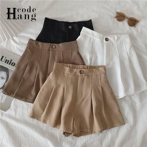 HangCode Casual Pants Ins Fashion Summer Elastic High Waist Wide Leg Shorts for Women Chic Female Shorts Bottoms