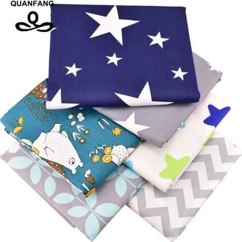 QUANFANG New Gray 6pcs/lot or 50x160cm/piece Twill Cotton Fabric For Patchwork DIY Quilting Sewing Tissue Baby Children Material