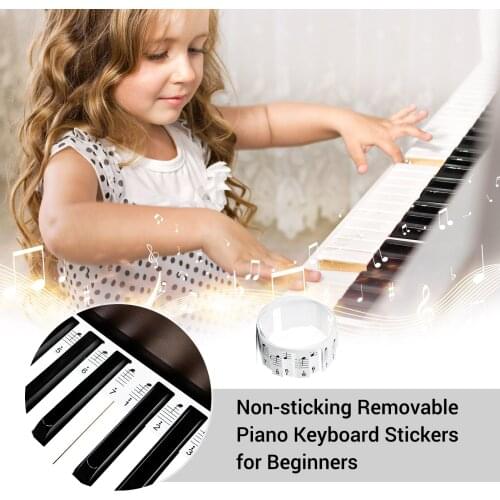 88-key Piano Note Chart Non-sticking Removable Piano Keyboard Stickers with Music Stave & Numbered Musical Notation for Kids