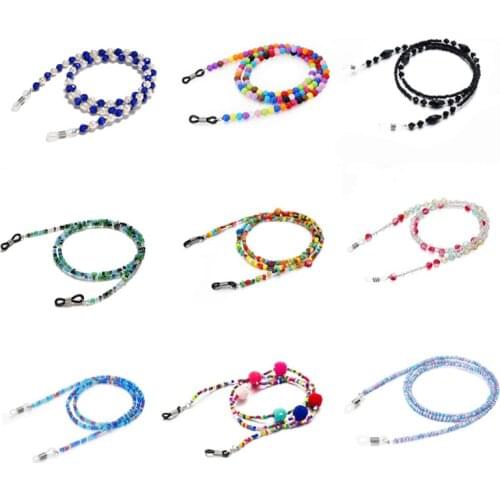 Fashion Acrylic Bead Crystal Glasses Neck Strap Chain string for Eyeglasses Black Beads Necklace Sunglasses Cord Rope Lanyard