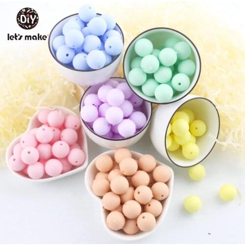 Lets Make 100pc Silicone Teether Round Candy Color 12-20mm Beads Accessories Infant Necklace Pendant DIY Nursing Baby Teether