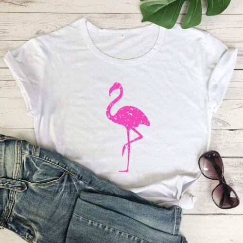 Distressed Flamingo T-shirt Vintage Summer Graphic Beach Tshirt Cute Women Short Sleeve Grunge Vacay Tee Shirt Top Camiseta