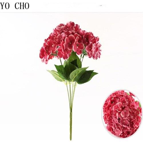 YO CHO Wedding Centerpiece Decoration White Artificial Flowers Peony Flowers Ball Home Decor Silk Hydrangea Fake Flowers Bouquet