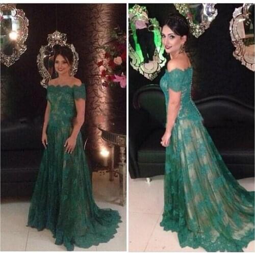 Green Mother Of The Bridal Dresses 2020 Off The Shoulder Lace Applique Floor Length A Line Formal Wedding Gown Party Dresses