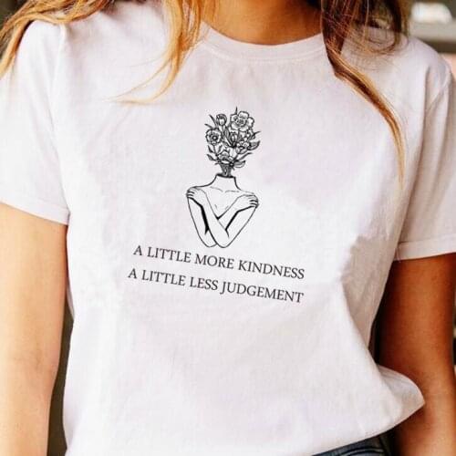 JBH-A Little More Kindness a Little Less Judgement T Shirt Flowers T-shirt Save Planet Tshirt Women Tees Womans Fashion Clothes