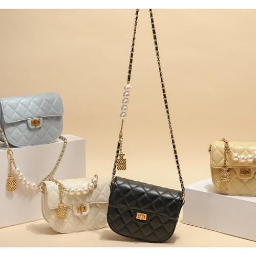 Female Lingge Chain Small Bag Fashion Simple Square Shoulder Bag Ladies Messenger Bag