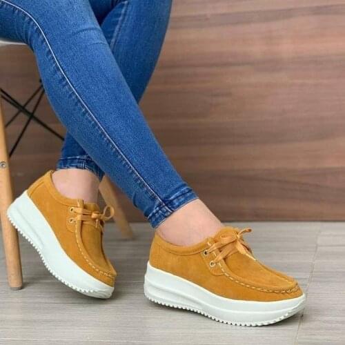 Sneakers Women Autumn Fashion Solid Lace-up Women Casual Shoes 2020 New Platform Shoes Plus Size Walking Ladies Vulcanized Shoes