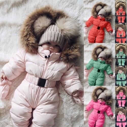 Winter Infant Baby Boy Girl Romper Jacket Hooded Jumpsuit Warm Coat Outerwear newborn clothes unisex baby Jumpsuit Warm Outfit