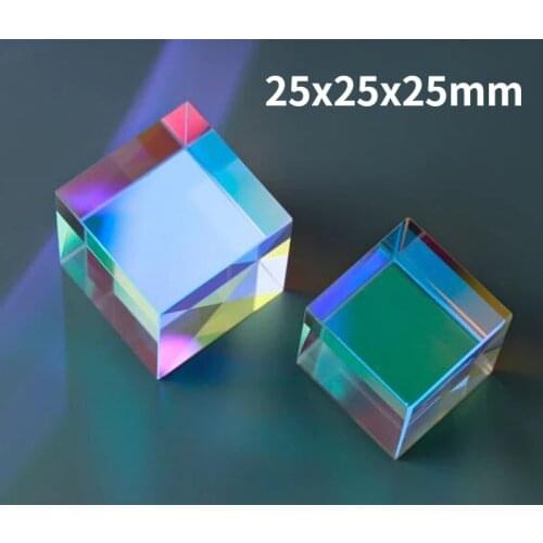 1pcs Optical Glass Dichroic Cube Prism RGB Combiner Six-Sided Projector Splitter Teaching Tool Experiment Instrument 25x25x25mm