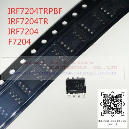 [ 10pcs/1lot ]100%New original: IRF7204TRPBF IRF7204TR IRF7204 F7204 - MOSFET P-Channel 20V 5.3A 8-SOIC