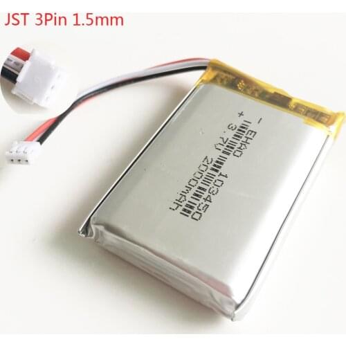 103450 3.7V 2000mAh rechargeable battery with JST 1.5mm 3pin plug lipo polymer lithium for GPS navigator DVD e-book camera