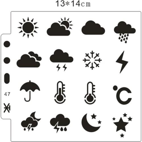 13*14 weather icon Cover templat scrapbook stencils spray plastic mold shield DIY cake hollow Embellishment printing lace ruler