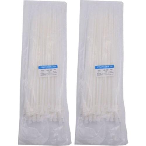 200pcs 300mm Long Nylon Cable Tie Width 4.8mm Self Locking 12" Plastic Cable Wire Zip Ties UV Resistant Black White