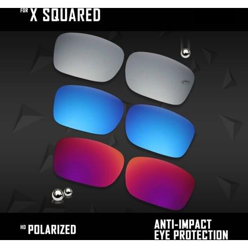 OOWLIT 3 Pairs Polarized Sunglasses Replacement Lenses for Oakley X Squared OO6011-Silver& Midnight Sun & Ice Blue