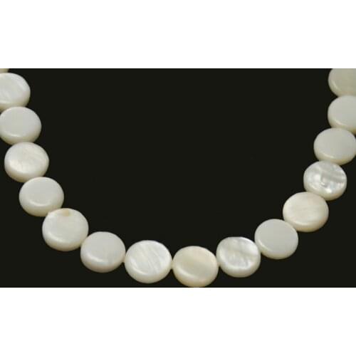 42pcs White Round Flat Shape Natural Freshwater Shell Beads MOP Beads Fit Bracelets Necklaces Jewelry DIY Craft For Female Gift