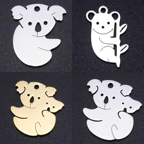 5pcs/lot 100% Stainless Steel Koala Charms Pendants Wholesale Bracelets Pendants Accept OEM Order Never Tarnish